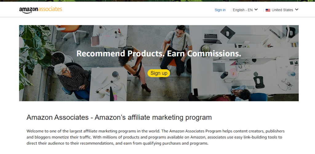 Amazon associates page